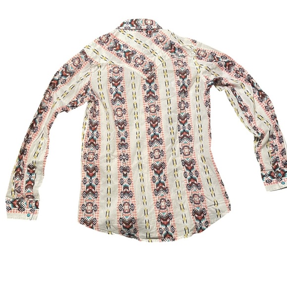 Wrangler Women's Aztec Geometric Button-Up Southwestern Design Shirt Size Small - Picture 2 of 4